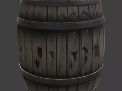 Wooden Barrel Game Ready 3D model