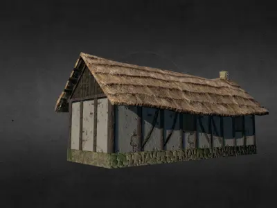 Medieval house Low-poly 3D model 12