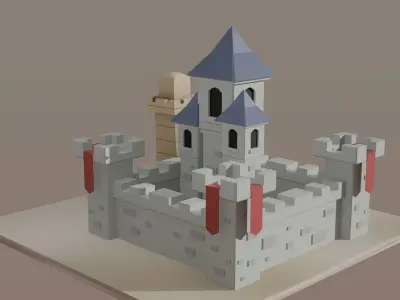 Medieval Castle and Tower 3D model