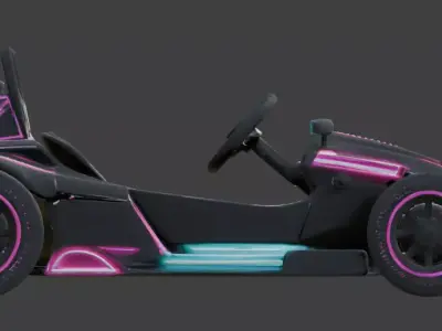 Cyberpunk Neon Go Kart 3D Model v03 Low-poly 3D model