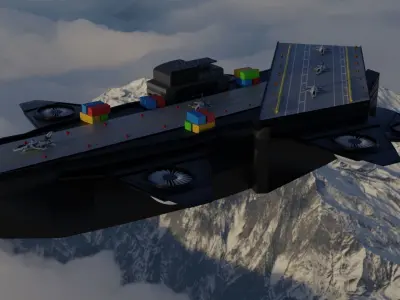 Flying Military Ship Low-poly 3D model