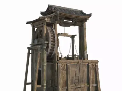 Ancient Asian Construction Hoisting Equipment 3D model