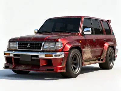 Weathered Custom Widebody Classic SUV 3D Model Low-poly 3D model
