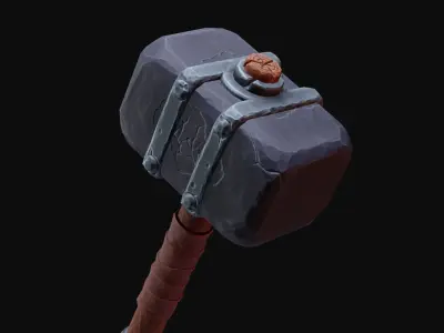 Stylized Hammer Low poly game ready Low-poly 3D model