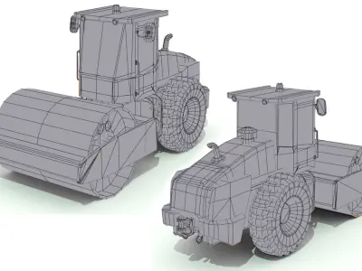 Road roller truck 2 Low-poly 3D model