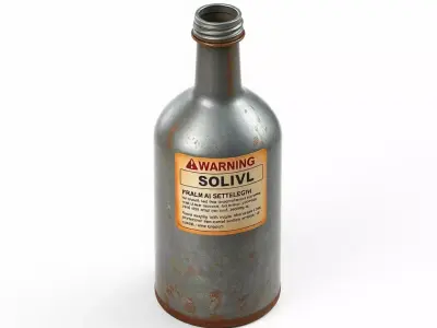 Rusty Warning Solvent Bottle Prop Low-poly 3D model