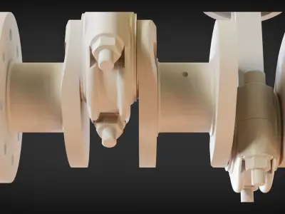 Car Engine Piston - Crankshaft SolidWorks and Blender 3D Low-poly 3D model