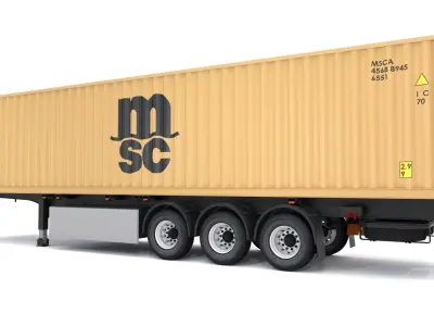 Chassis Semi Trailer with MSC Shipping Container 3D model