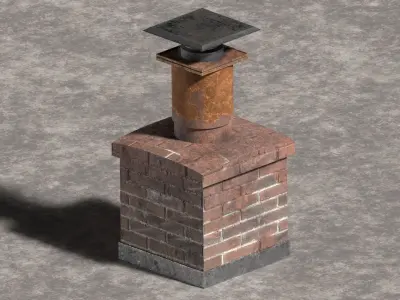 Large Industrial Brick Chimney Low-poly 3D model