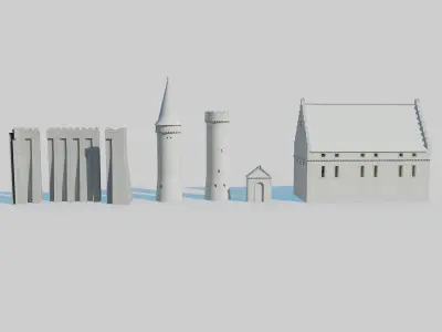 Castle Kit Bash Low-poly 3D model