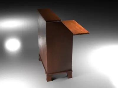 Wood Secretary Desk 3D model