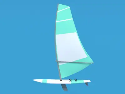 Low Poly Cartoon Windsurf Low-poly 3D model
