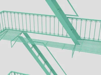 Emergency Fire Escape Stairs 3d model Low-poly 3D model