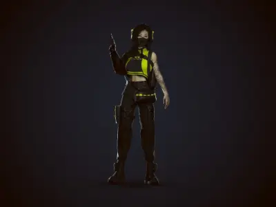 Cyberpunk Girl Low-poly 3D model purchase