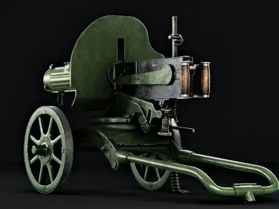Maxim 1910 - Automatic Machine Gun Low-poly 3D model