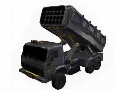Heavy MLRS Rocket Launcher Truck Low-poly 3D model