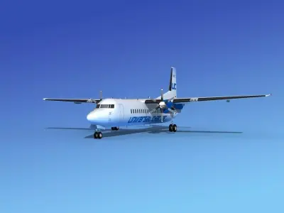 Fokker 50 Universal Charter 3D model