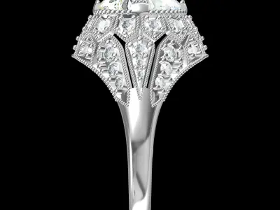 Solitaire Engagement Art Deco Ring 3D print model 54
