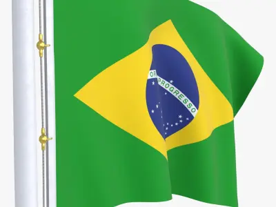 BrazilFlagStandPoleAnimated 3D model
