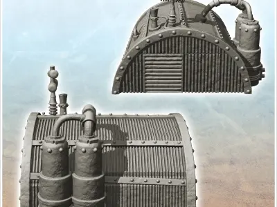 Storage hut with product tanks and magnetic antennas -2- 3D print model