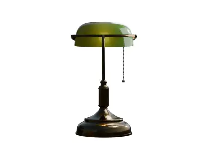 Vintage Classic Green Banker Lamp-Vintage Lamp 3D Model Free 3D model