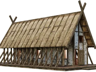 Old Medieval Building House 4K Textures GameReady 92 Low-poly 3D model