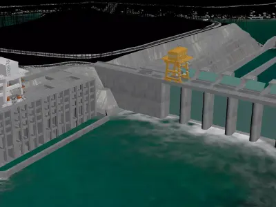 Water Dam-hydraulic complex 3D model