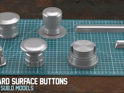 35 Sub-D Hard Surface Buttons 3D model