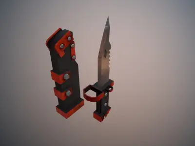 Stylized LowPoly Knife and Case  Free low-poly 3D model
