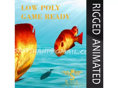Animated Golden Fish - Loop Animation Low-poly 3D model