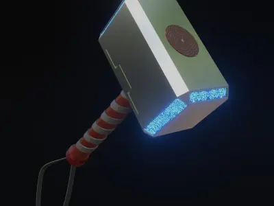  Low Poly Thor Hammer Free 3D model
