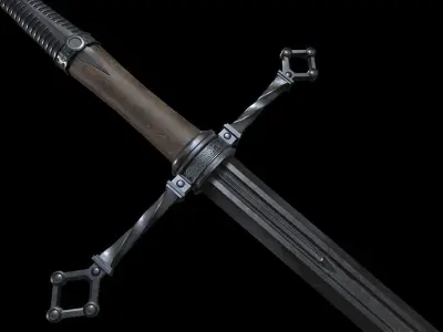 Medieval Realistic Long Sword Low-poly 3D model