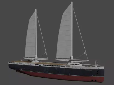 Sail-powered Ro-Ro cargo ship Neoliner Origin Low-poly 3D model