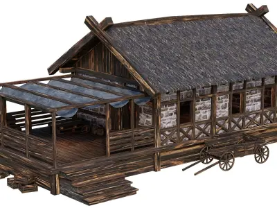 Old Medieval Building House 4K Textures GameReady 62 Low-poly 3D model