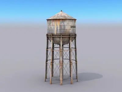 Water Tower Low-poly 3D model