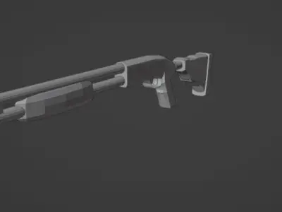 Shotgun Low-poly 3D model 4