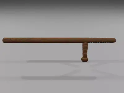 wooden police baton Low-poly 3D model