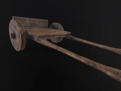 Medieval Wooden Cart Low-poly 3D model shop