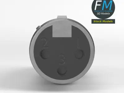 Female XLR audio connector 3D model
