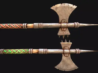 Medieval Weapons Halberd Polearm Axe Weaponry Weapon Low-poly 3D model