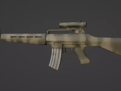 Retro Assault Rifle Low-poly 3D model
