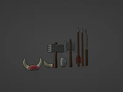 MEDIEVAL OR VIKING SET Low-poly 3D model