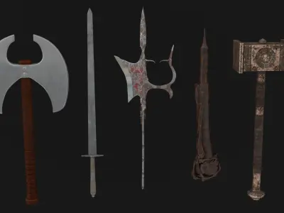 Ancient Soldier with Weaponns 3D model