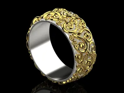 Gold ring with a pattern 16388 3D print model