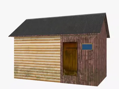 Old wood hut low poly Free low-poly 3D model