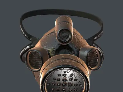Gas mask helmet 3d model scifi Low-poly Low-poly 3D model Low-poly 3D model 5