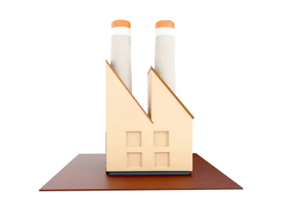 3d Industrial Factory Building icon 3D model