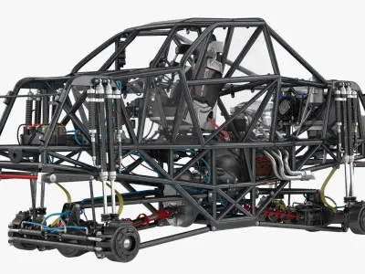 Monster Truck Bigfoot Frame and Engine 3D model