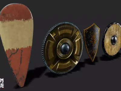 Shield Pack Low-poly 3D model
