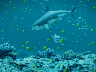 Sharks Animated Scene  Low-poly 3D model